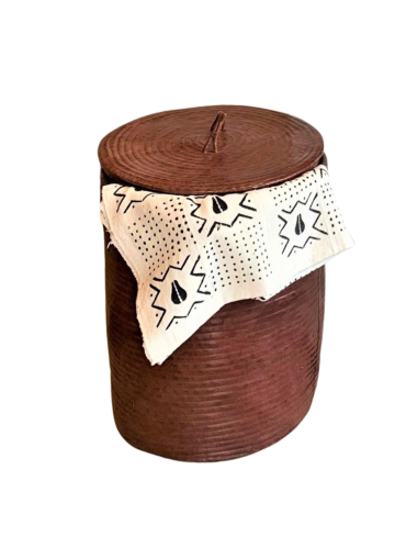 Panier en osier et cuir